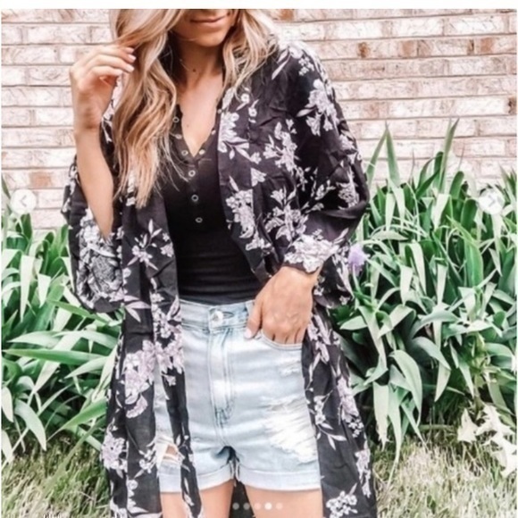 Spiritual Gangster Tops - Spiritual Gangster Maya Kimono Floral One Size